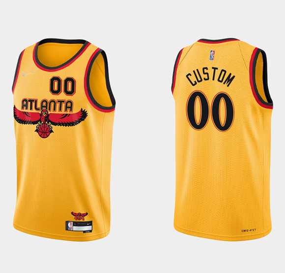 Men & Youth Customized Atlanta Hawks Yellow NEW Nike 2021 Swingman Throwback Jersey